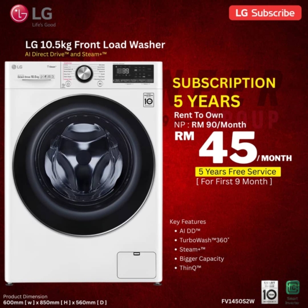 LG 10.5kg Front Load Washer