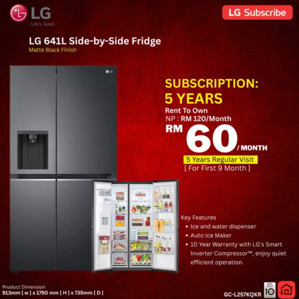 LG 641L Side-by-Side Fridge