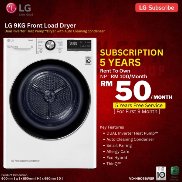 LG 9kg Front Load Dryer